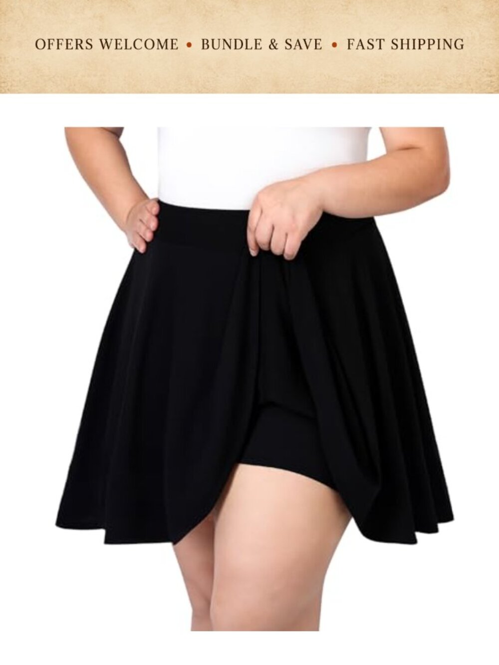 Women's Plus Size Basic Mini A-Line Skater Skirt Stretchy High Waist